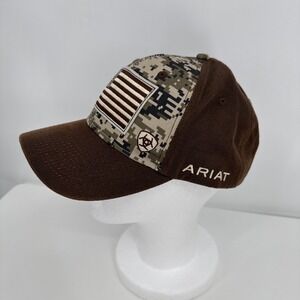 Ariat Mens Brown Digital Camo American Flag Mesh Back Snapback Cap NEW W/O  Tags